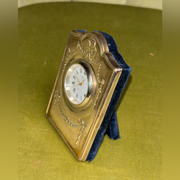 Sterling Silver miniature clock. Silver hallmark - Robert Carr of Sheffield 1995 - Picture 7 of 8